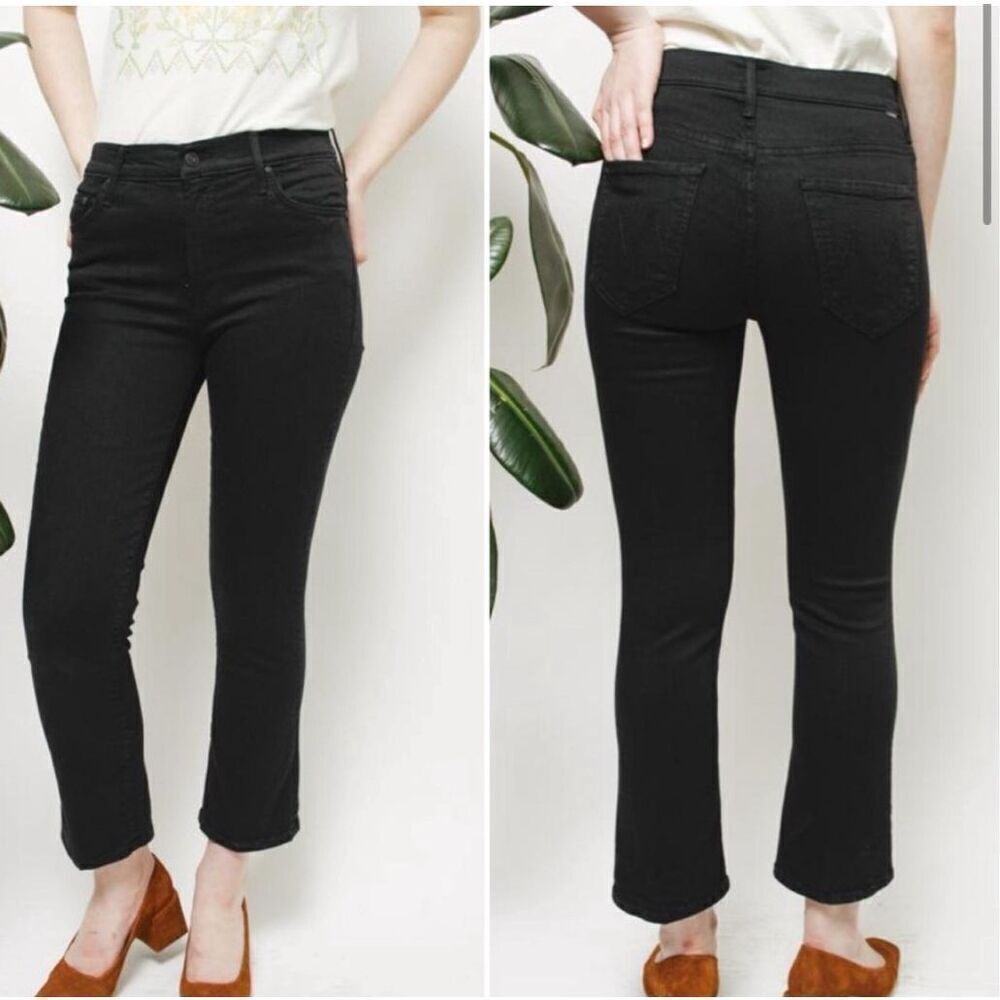 Mother Denim The Insider Crop Black Bootcut Flare Jeans in Not Guilty Size 24
